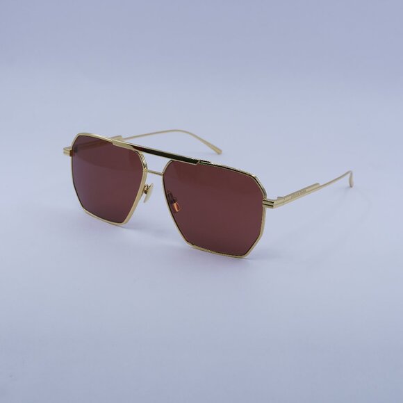 ?️ New Bottega Veneta BV1012S 005 Sunglasses - Gold Frame, Brown Lenses main image 9